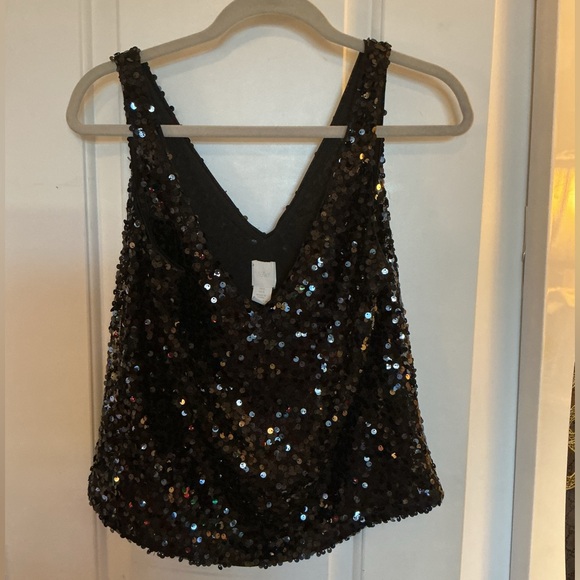H&M Black Sequin Tank Top NWOT Size Small - Picture 4 of 8